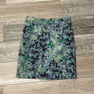 Halogen Sz 8 Fantastic Water Color Skirt Blues & Greens